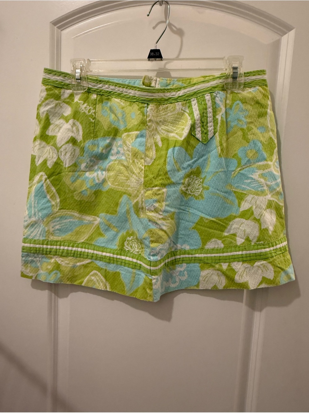 Lilly Pulitzer Lime Green and Sky Blue Floral Skort